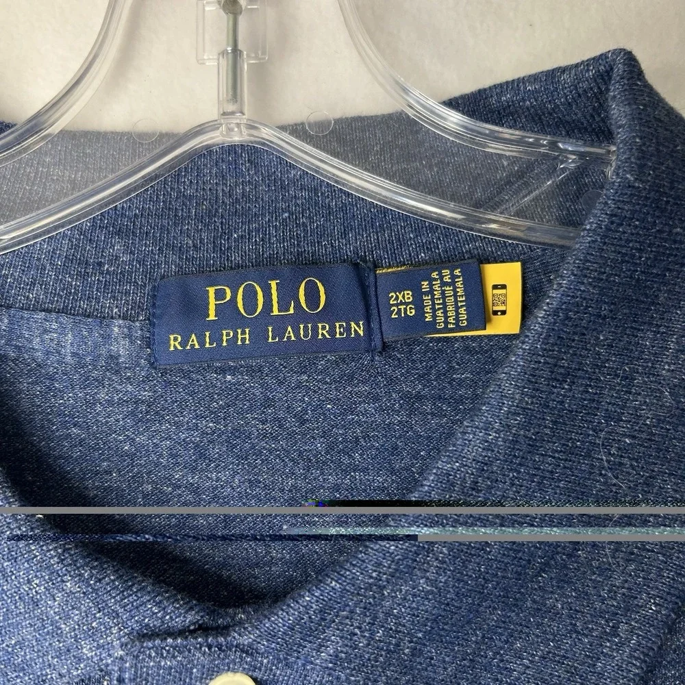 Polo Ralph Lauren Men Polo Shirt 2XB Big And Tall  XXL Cotton 2 Button Blue NWT